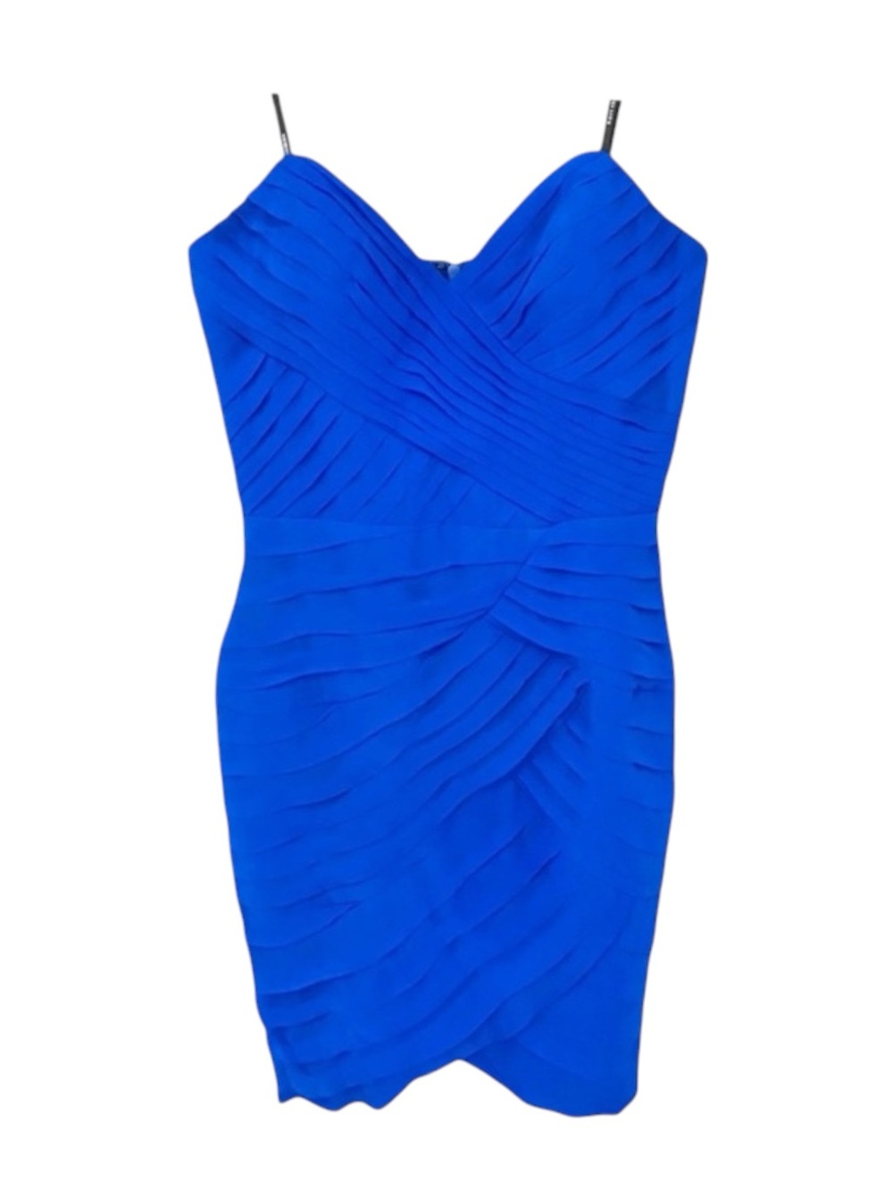 Kurt Thomas 𖦹 Silk Chiffon Strapless Ruched Mini Cocktail Dress 𖦹 Cobalt Blue - Picture 10 of 13